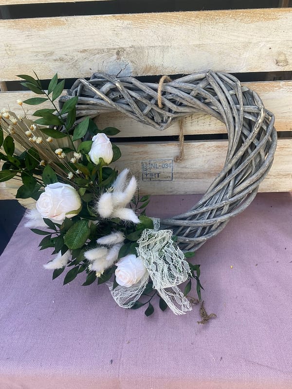 Lacy Grey Heart Wreath